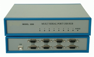 USB到八个串口的扩展转换器，为RS232/422/485串口设备联结USB主机提供经济解决方案。使得串口设备具有即插即用、热插拔等功能，满足笔记本连接工控机等串口设备，也适用于与迷你型电话、数码相机、MODEM、ISDN终端适配器通信，串口传输速率可达230K 　　 　 　