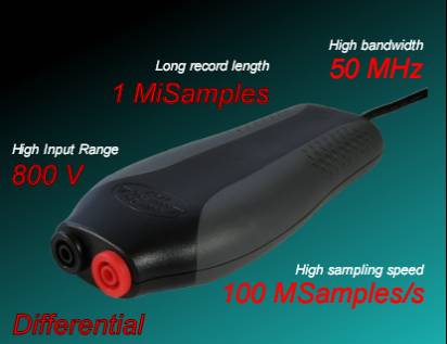USB2.0接口,单通道5MSa/s^^^100MHz实时采样,存储深度:1024k,二次开发库用于高速采集(无源）,便携式差分接口总线分析仪,可成受800V高压.
